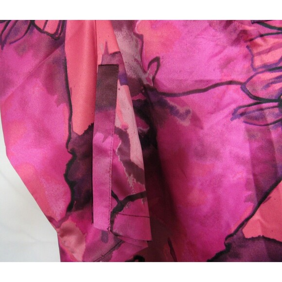 Natori Pink Floral Satin Canyon Lotus V Neck Split 3/4 Sleeve Shirt Size XS NWT - Picture 3 of 5